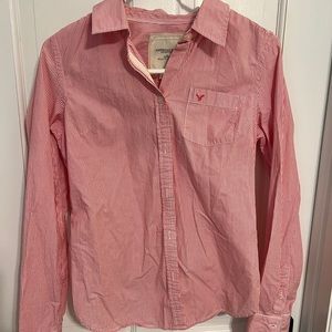 American Eagle pink pinstripe button down
